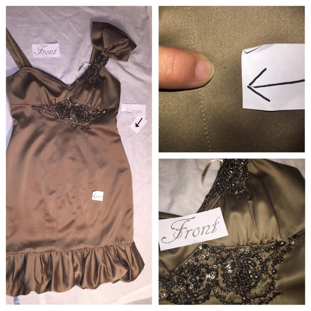 Karen Millen bronze dress w/rhinestone detail - Picture 5 of 6