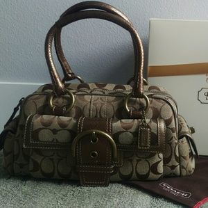 Coach Metallic Signature Pocket Satchel Bag