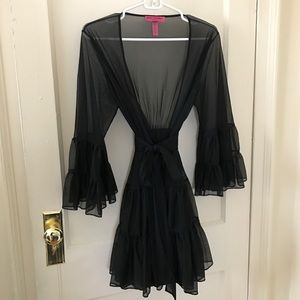 Betsey Johnson Sheer Black Robe