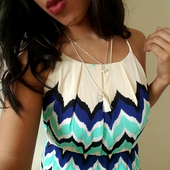 💦2FOR$20💦CREAM CHEVRON PRINT MAXI DRESS - Picture 6 of 6