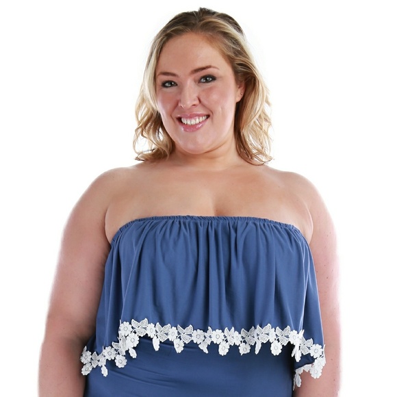 Plus size blue bodysuit 1x 2x 3x - Picture 2 of 4