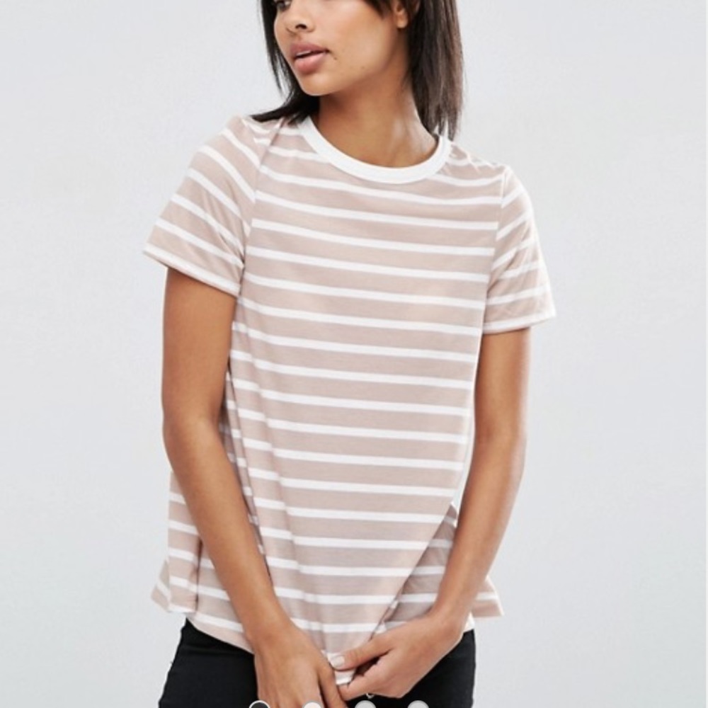 Asos Swing T, White and Beige Stripe