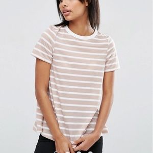 Asos Swing T, White and Beige Stripe