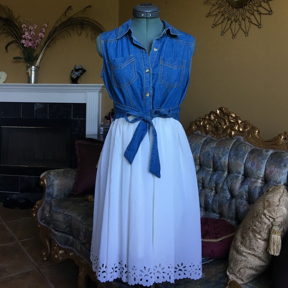 Jean Top Dress with Bow