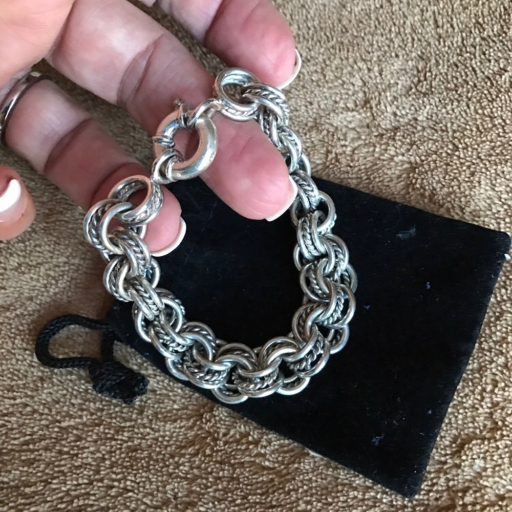 Ladies Sterling Silver Heavy Thick link bracelet