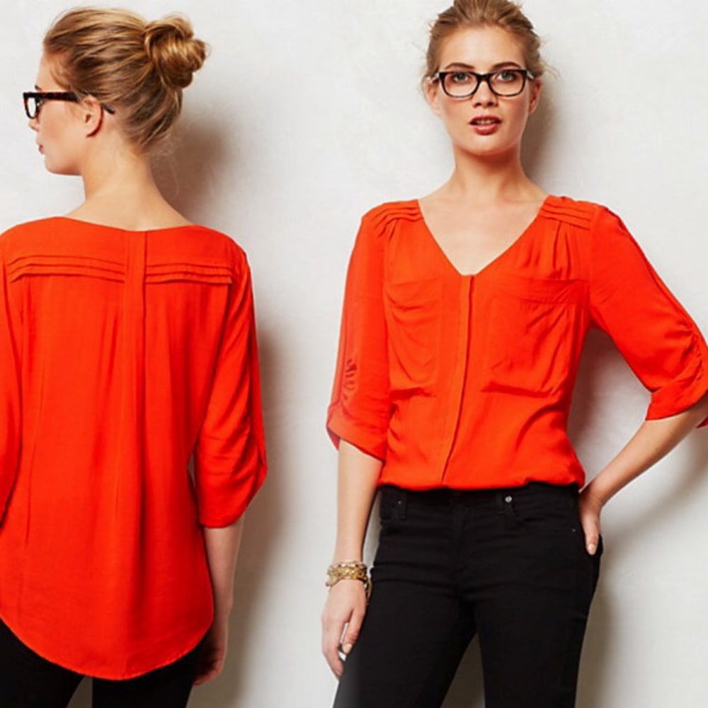 Anthropologie Red Edme & Esyllte blouse