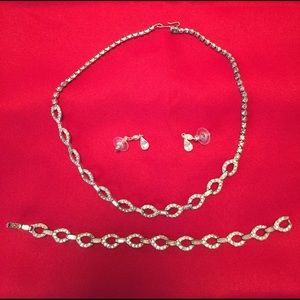 Silver Cubic Necklace,bracelet and earring set