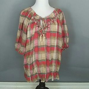 Country PLAID 2X spring tunic boho
