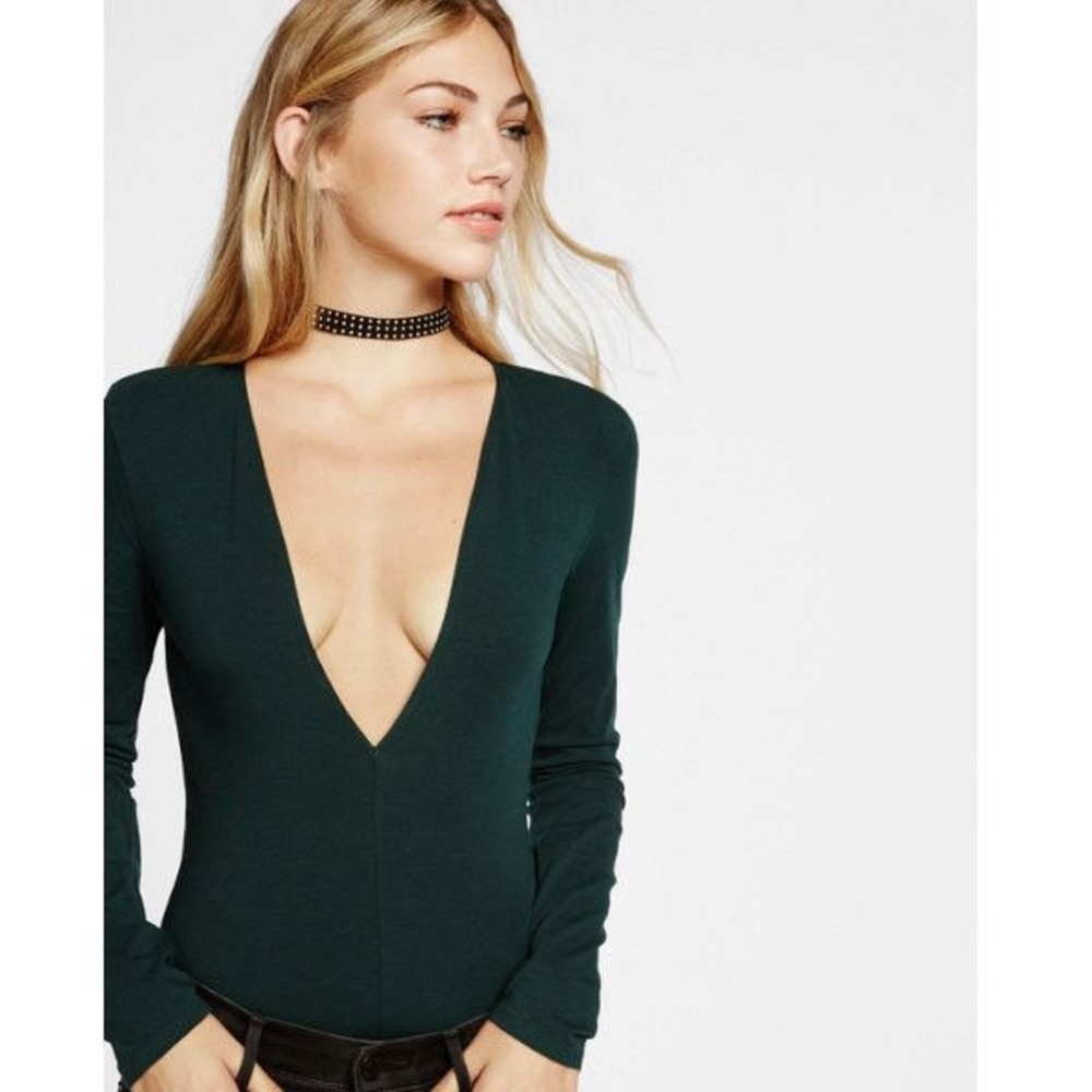 Express long sleeve olive green bodysuit