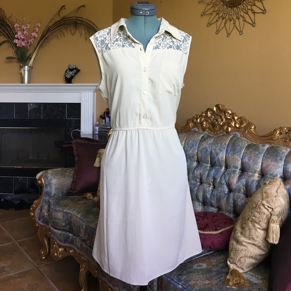 Dress with Lace Shoulders