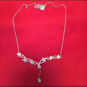 Silver necklace 16" with cubic zirconia.