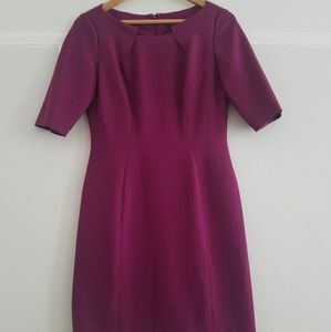 Tahari Plum Dress with Angled Neckline