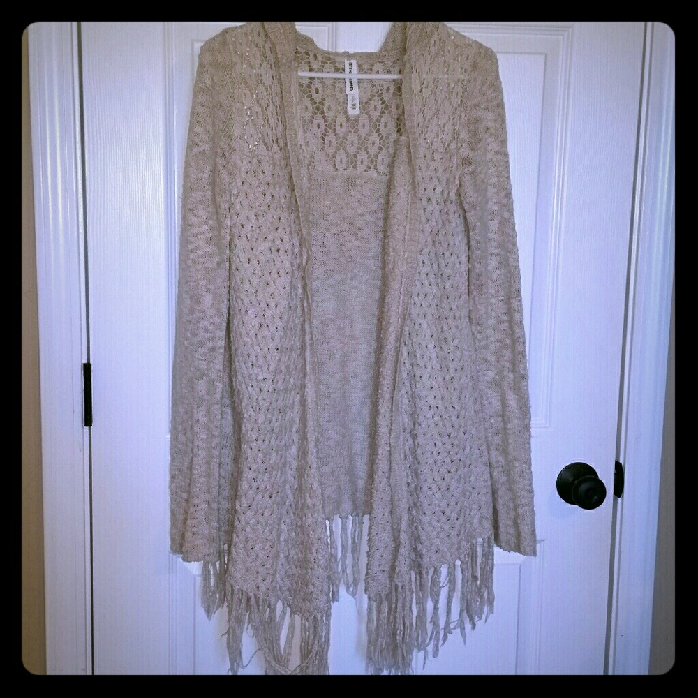Bethany Mota Crochet Fringe Cardigan