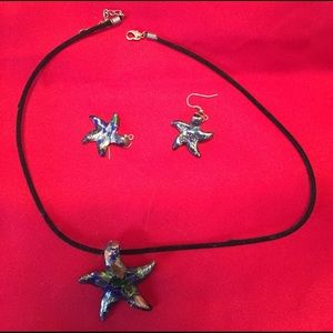 Starfish necklace and earrings