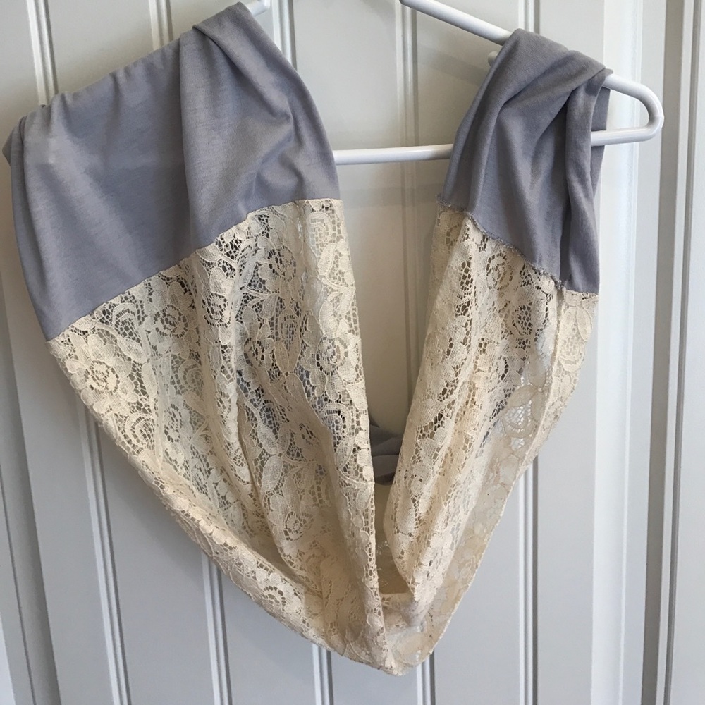 Grayish blue with lace infinity scarf