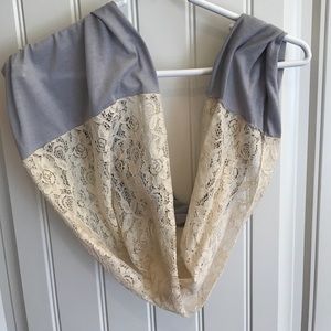 Grayish blue with lace infinity scarf