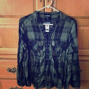 NWT EXPRESS PLAID LACE UP SHIRT