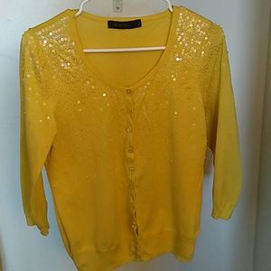 Limited Yellow Sequin 3/4 sleeve cardigan