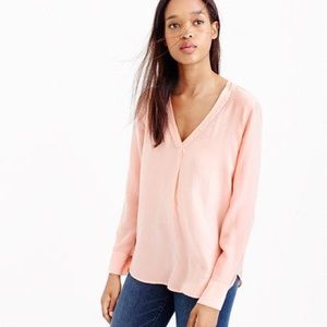 Petite silk drapey V-neck blouse