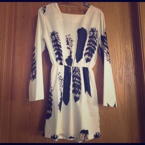 Blue and white long sleeved dress