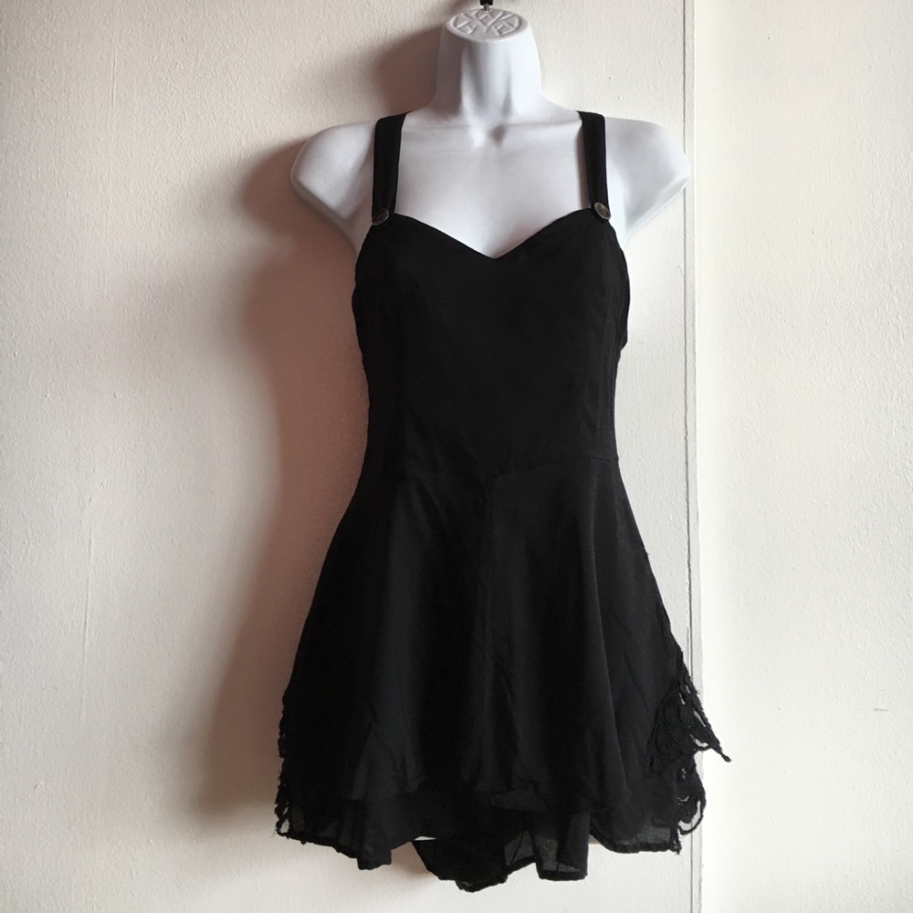 Free People Black Lace Romper