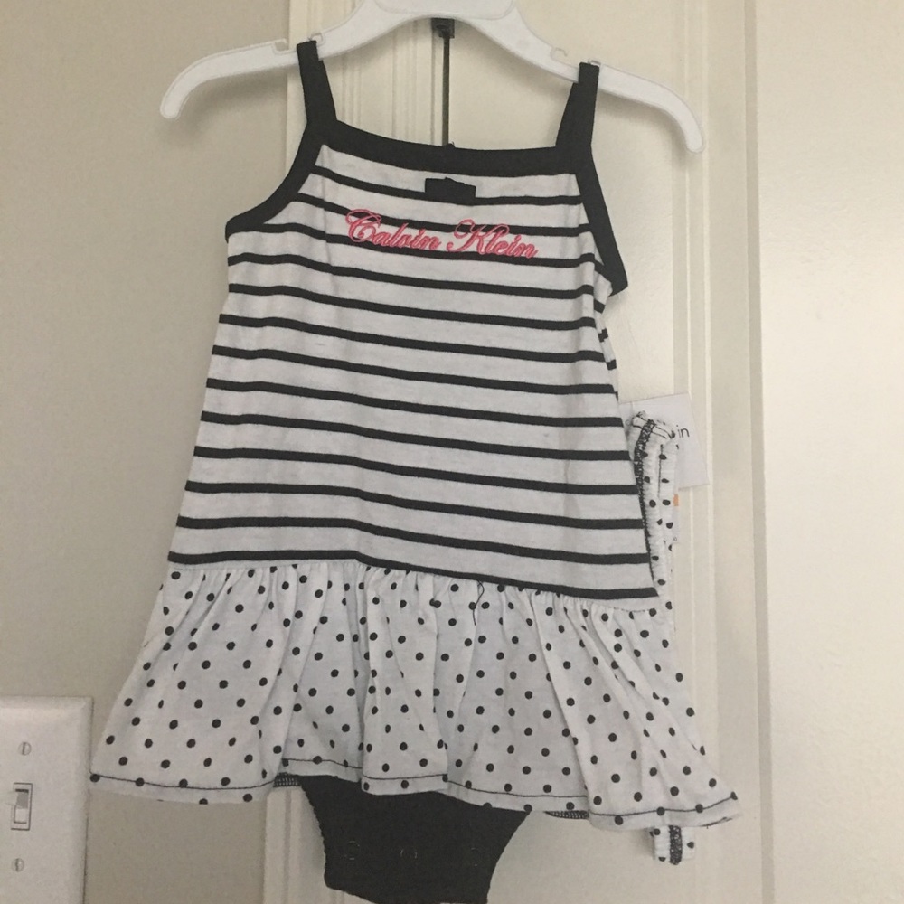 Baby Girl Calvin Klein black and white onesie