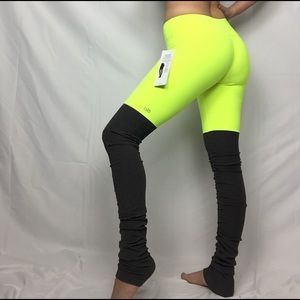 Alo Goddess Ribbed Legging Pants Yellow NEW