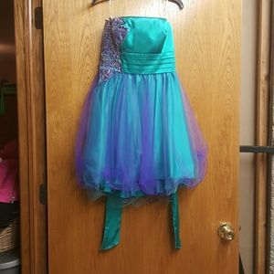 Blue and Purple Strapless Dress