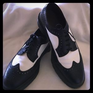 Dr. Martens Men's Black and White Wingtip Shoes