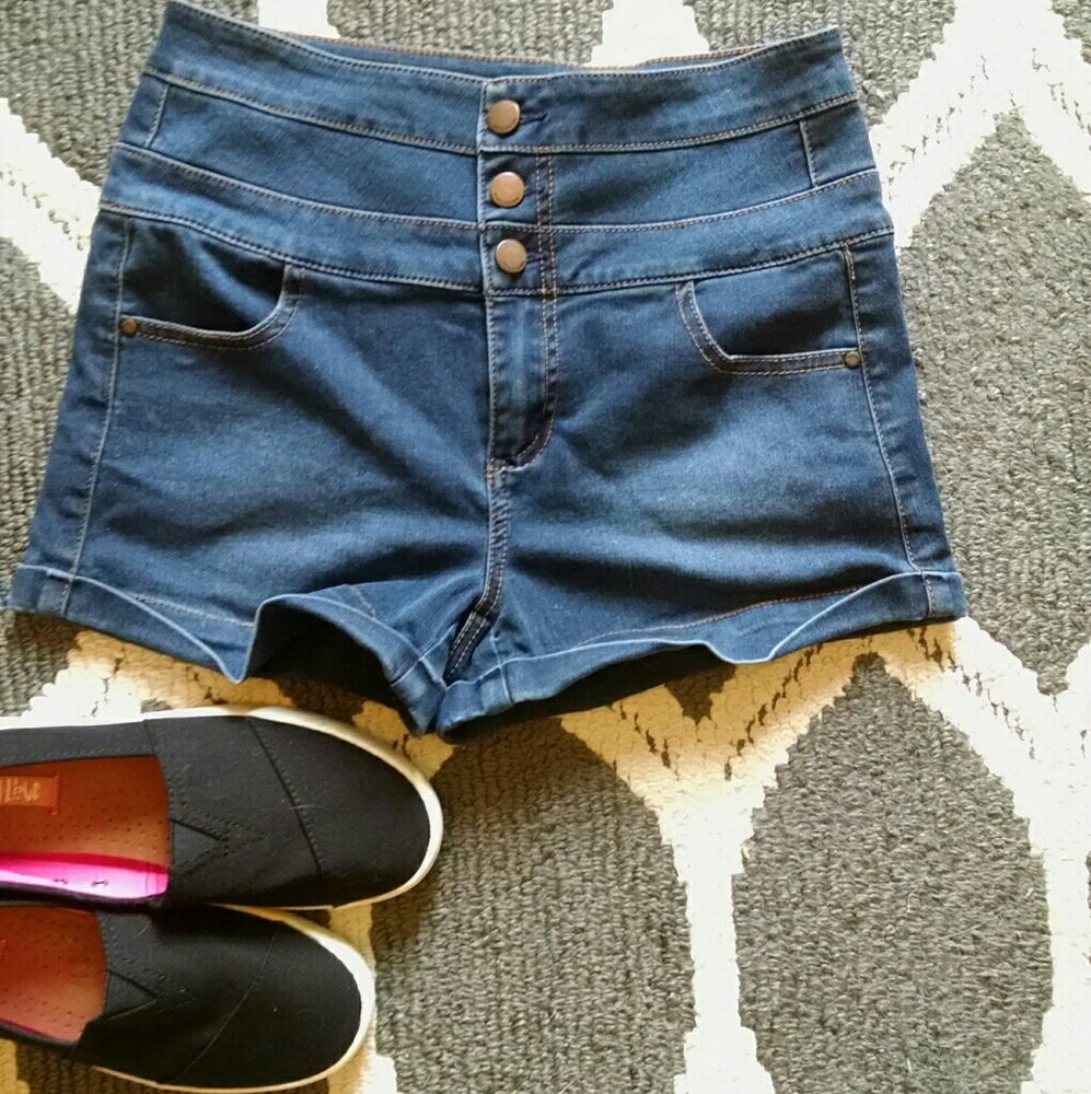 Button High Waisted Shorts