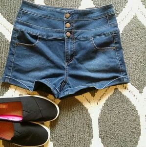 Button High Waisted Shorts
