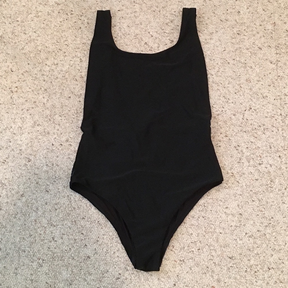 Aerie solid black one piece swimsuit size M