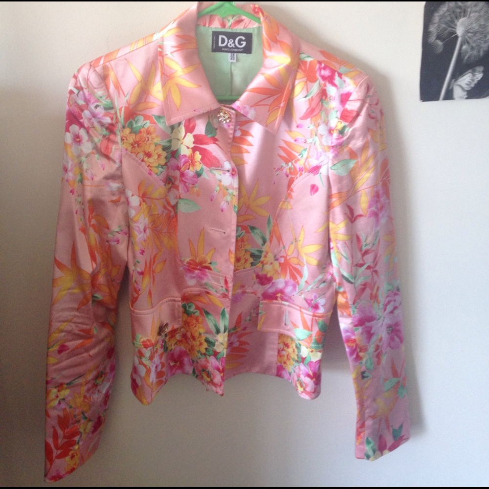 D&G Dolce & Gabbana pink floral blazer