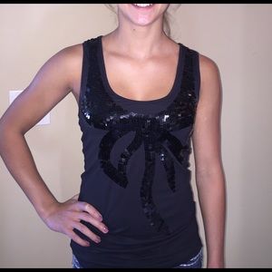 Black tank top with sequence design