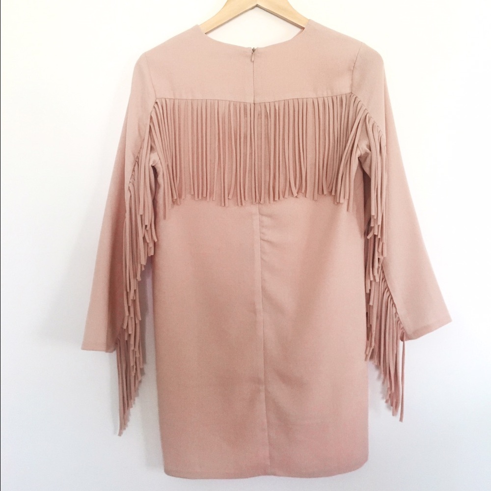 Anthropologie Blush fringe dress