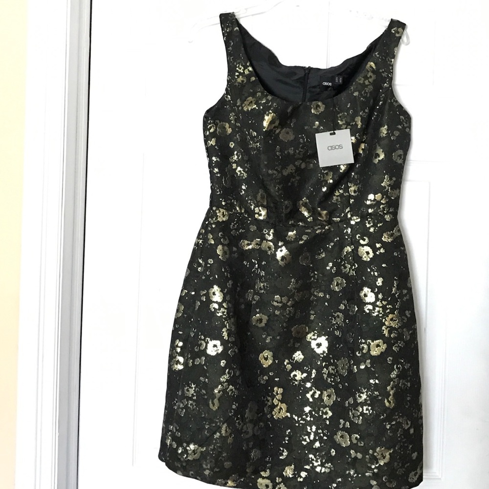 Beautiful ASOS black & gold dress new w/tag