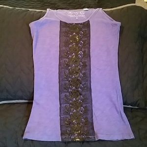 Purple tank top with black sequence