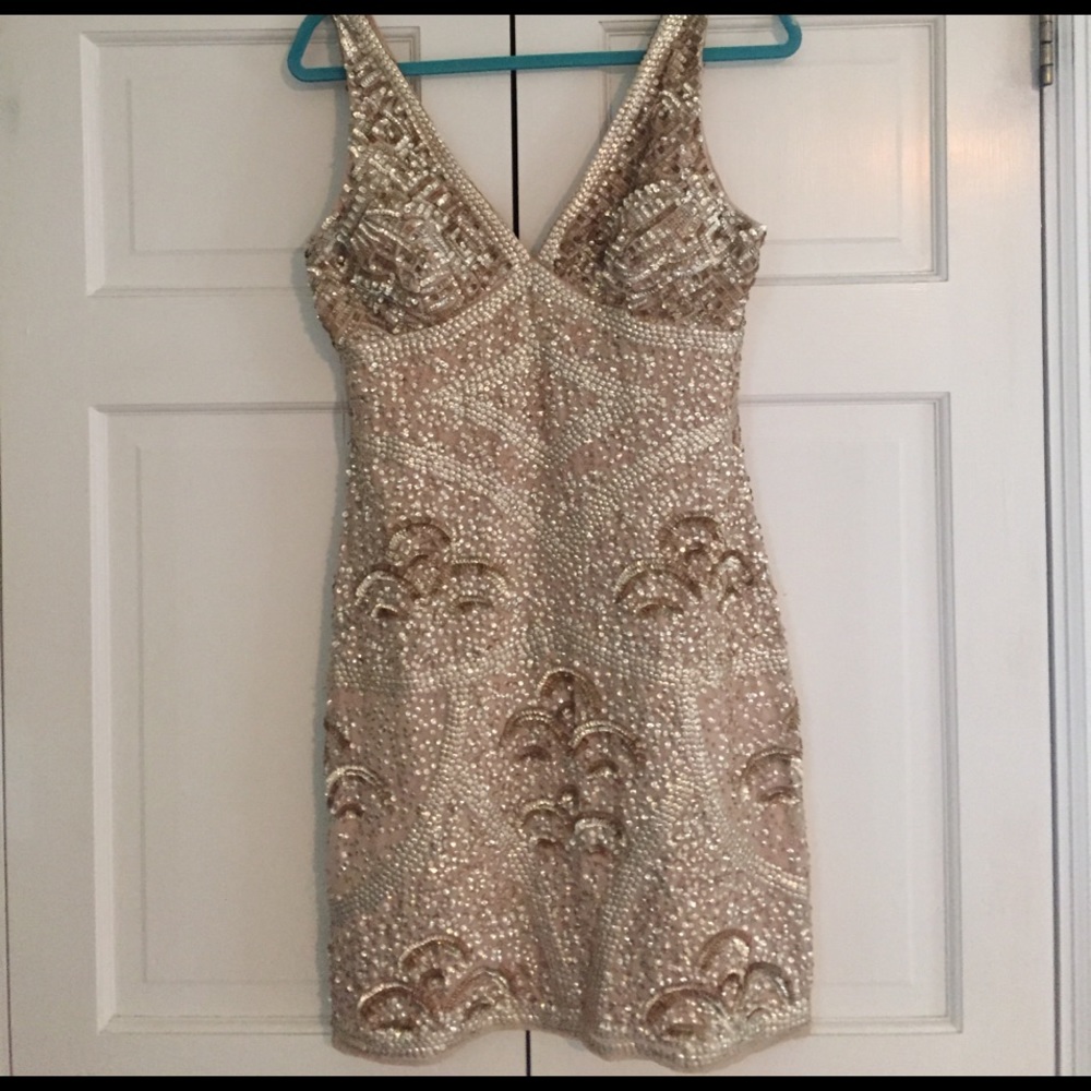 Aidan Mattox Gold cocktail dress