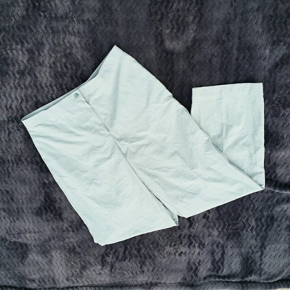 Pantology light teal business flat front slacks 14