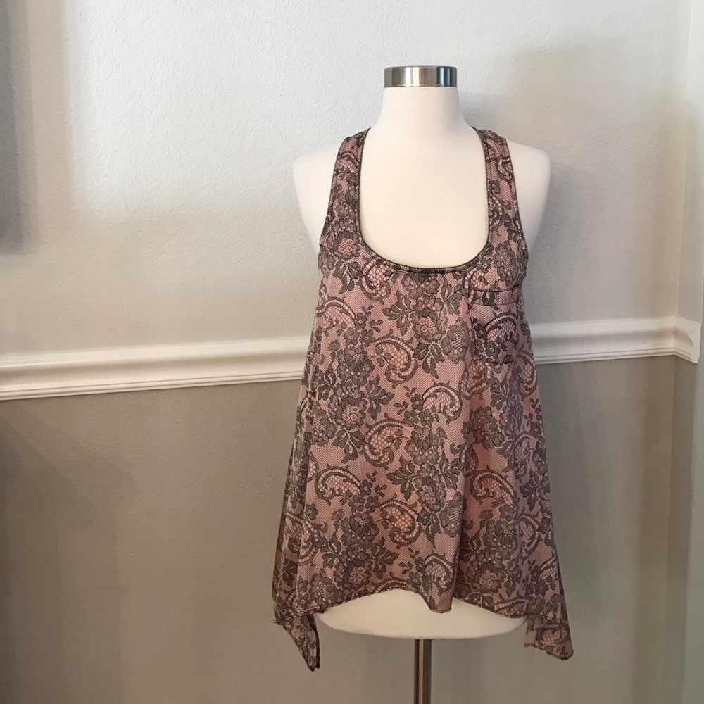 Lace Design Asymmetrical Tank