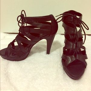 Black lace up heels