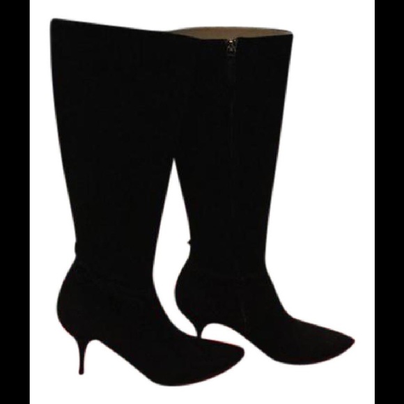 Valentino Shoes - Valentino Suede Side Bow Stiletto Black Boots, 8