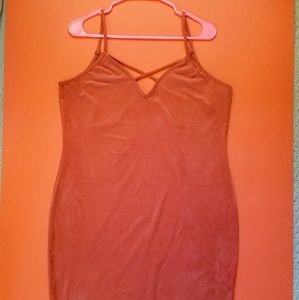 Faux Suede Strappy Dress