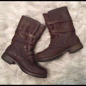 Brown combat boots