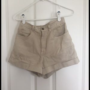 American Apparel tan denim HW shorts - size 26/27