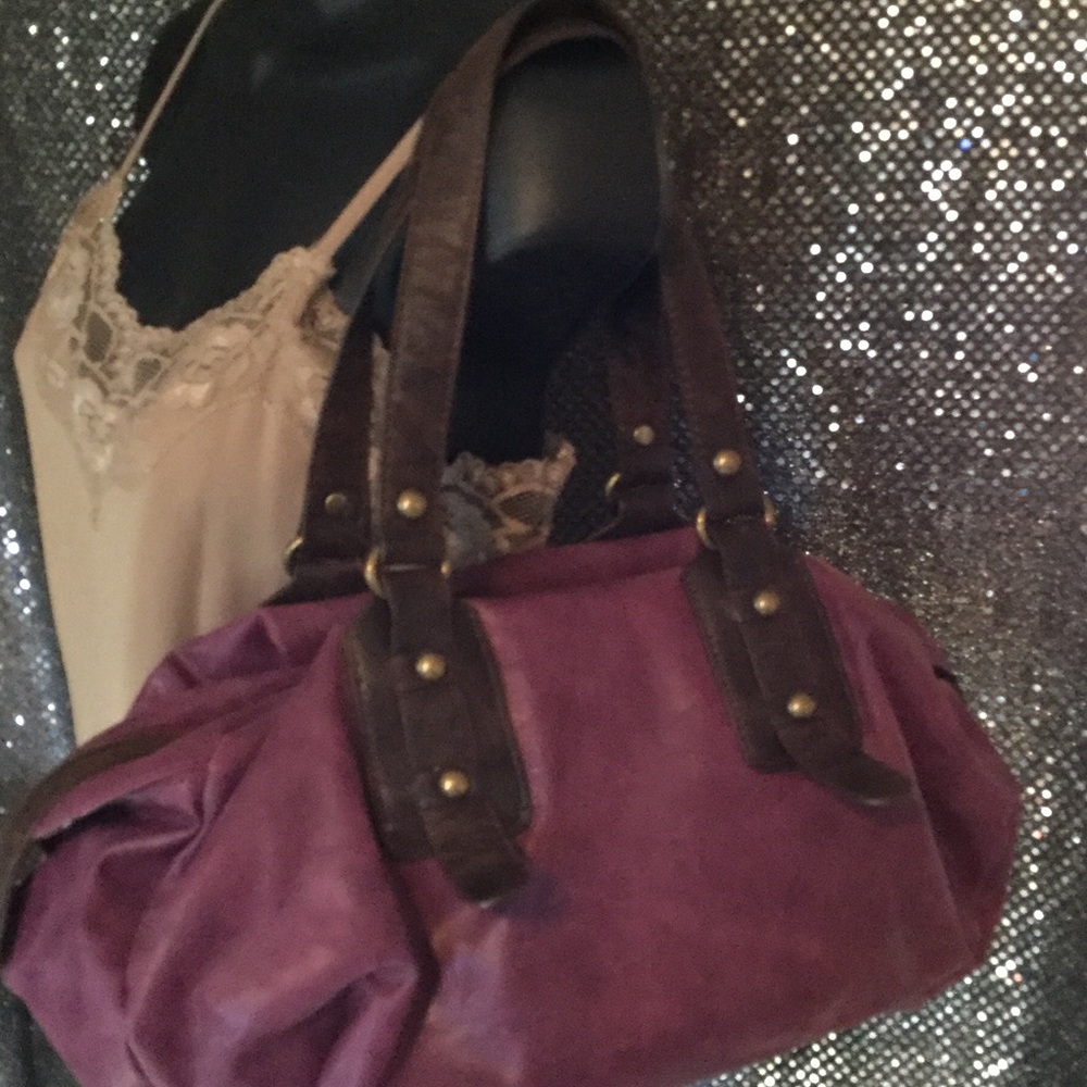 Maroon leather purse.