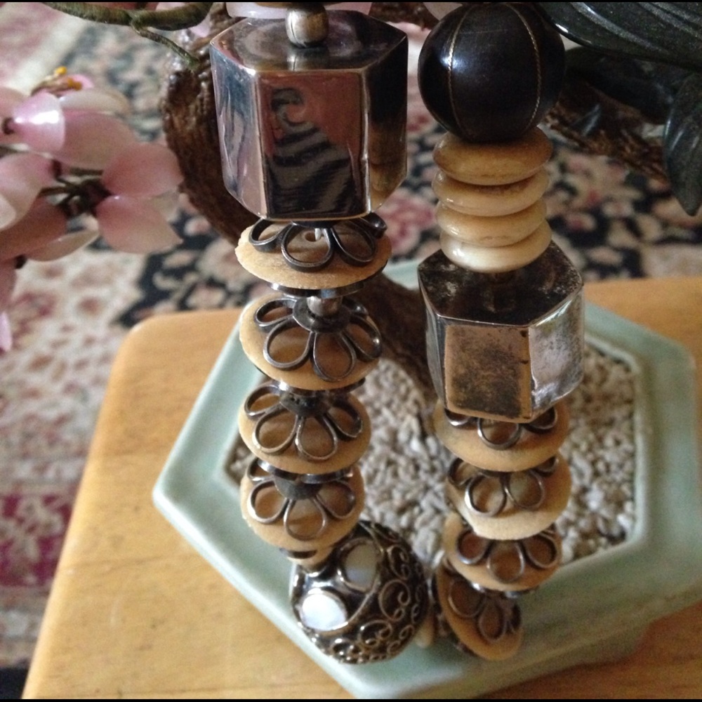 Antique mop yak bone necklace