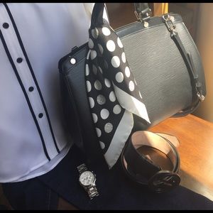 Cole Haan Black and White Silk Scarf