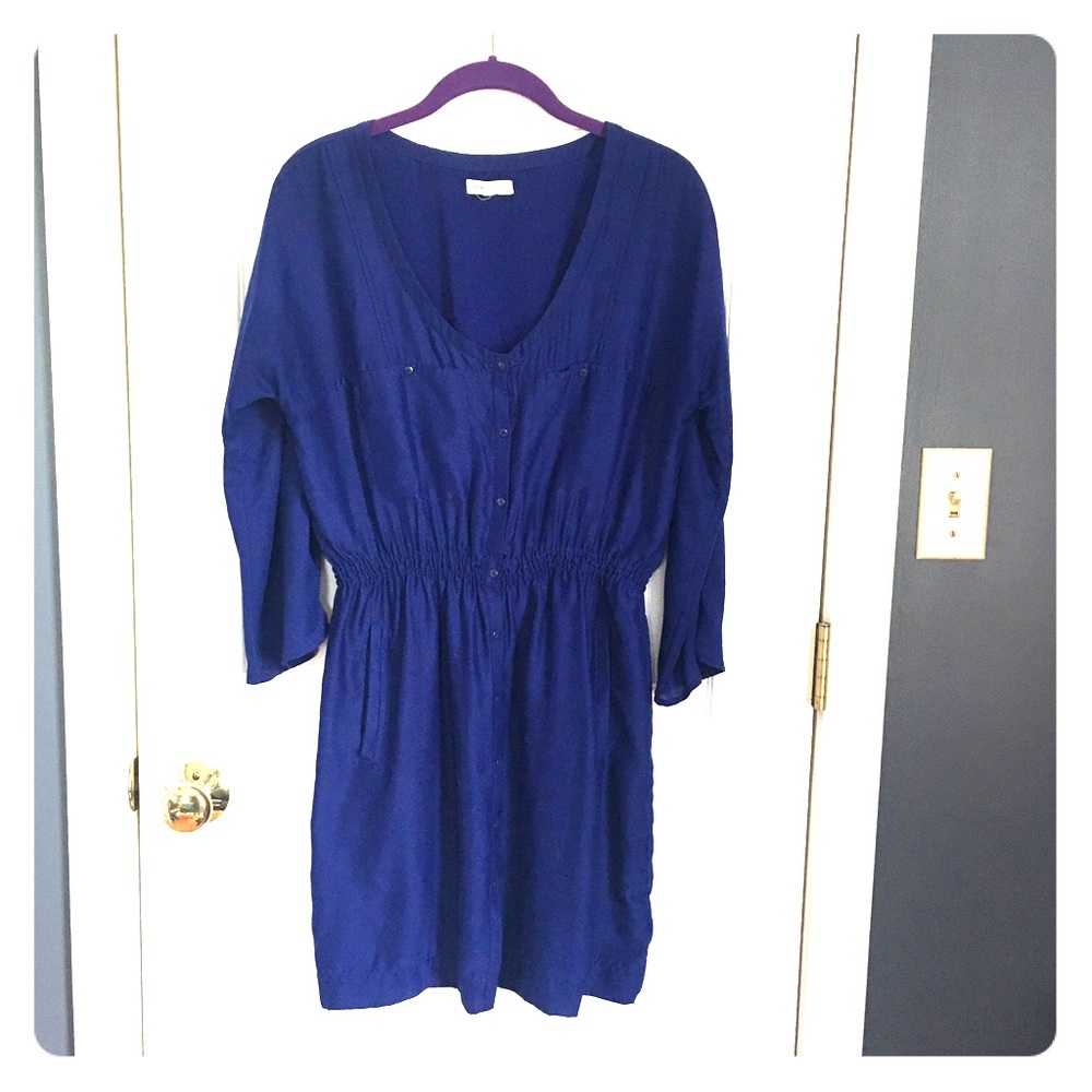 3/4 sleeve button down dress
