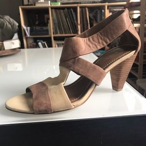 Chic leather & canvas open-toe sandal